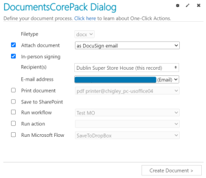 The “In-person signing checkbox” is checked in the DCP dialog
