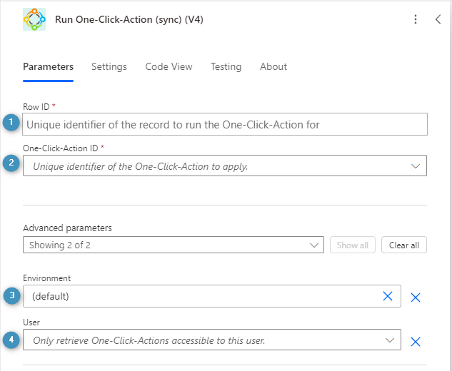 Run One-Click-Action (sync) (V4)