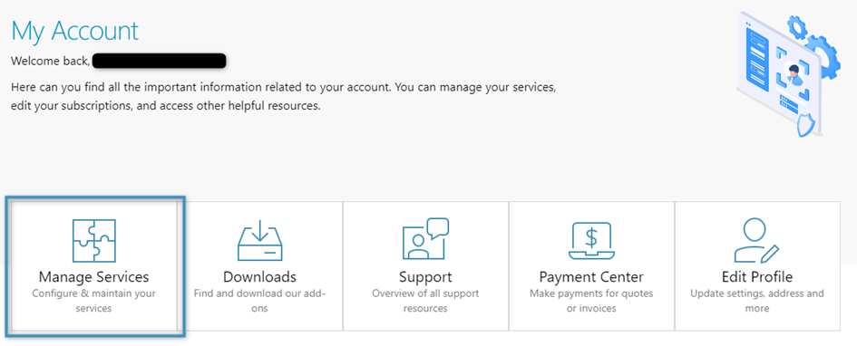 Selecting Manage Services
