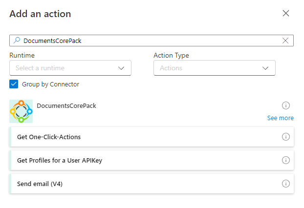 Adding a DocumentsCorePack action