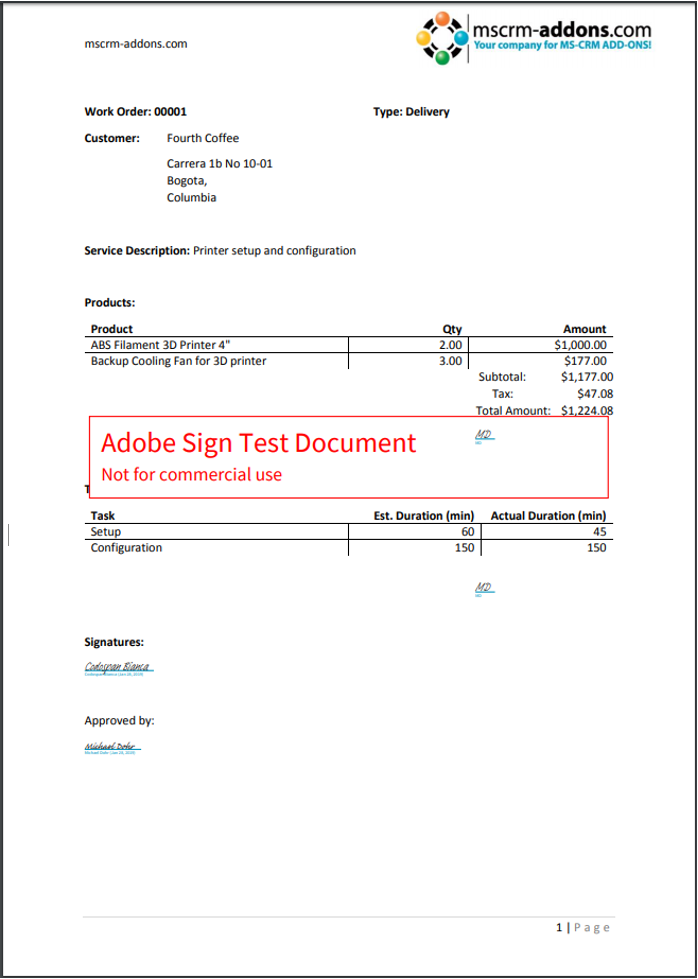 A DCP document with two AdobeSign signatures
