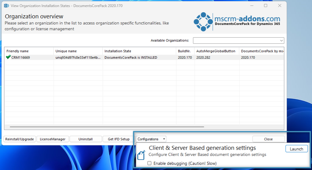 Launching the Client & Server based generation settings