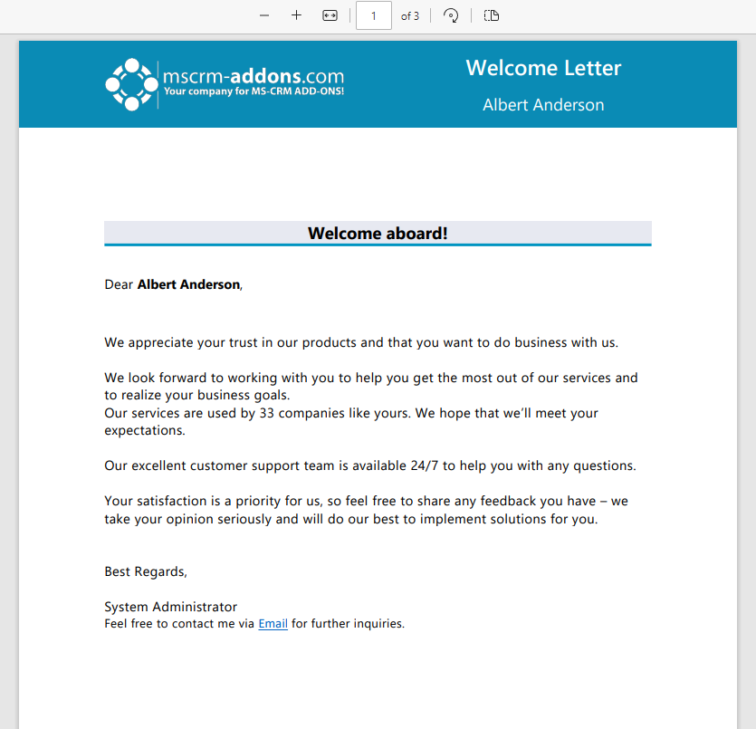 A portion of our generated document