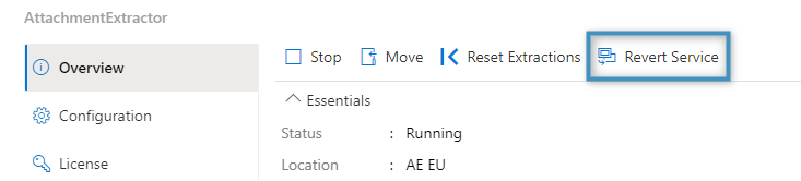 The Revert Service button