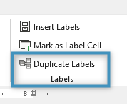 The Duplicate Labels button