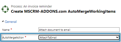 Setting the action to "AttachToEmail"
