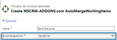 Setting the AutoMergeAction to "SendEmail"