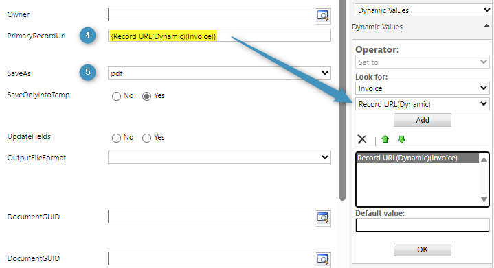 Setting the PrimaryRecordUrl and file type