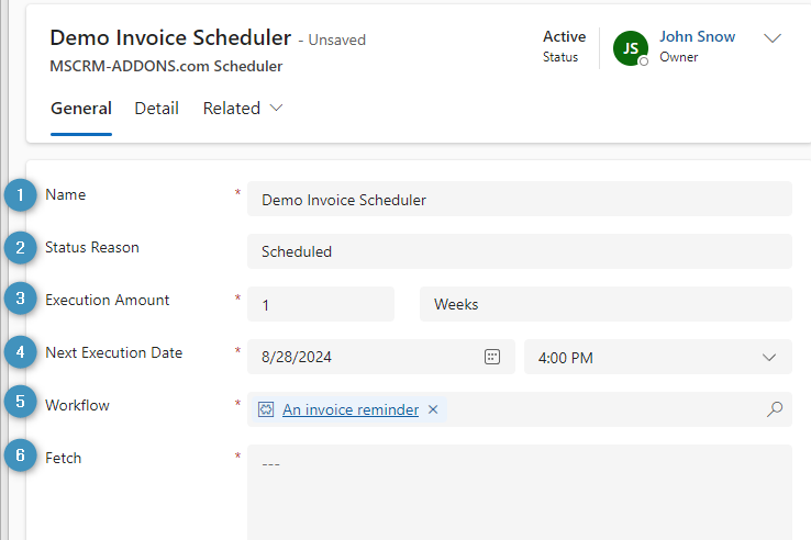 The scheduler record