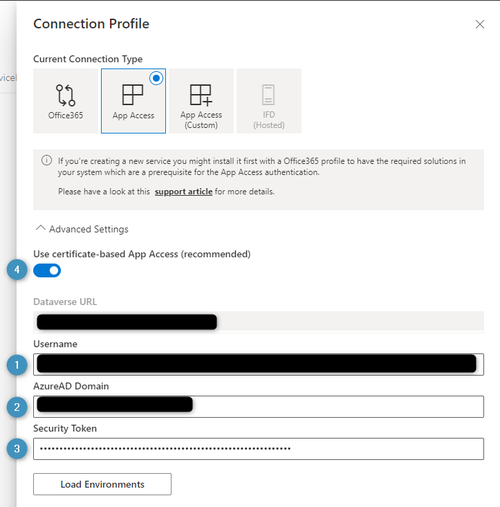 The Connection Profile window