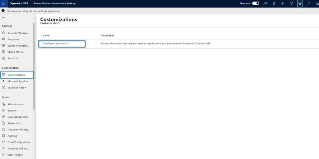 Dynamics 365 – Customizations (New Look)