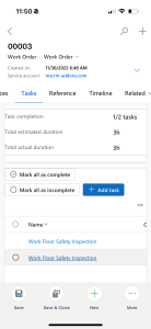 Select a completed inspection report for the work order