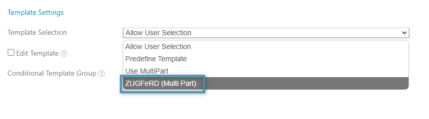 Selecting the ZUGFeRD option