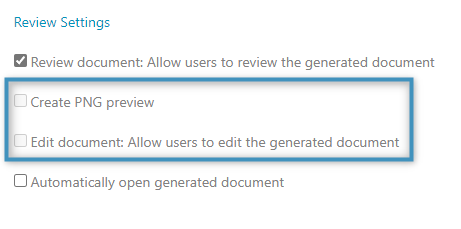 The image preview and edit document settings are unable to be selected when ZUGFeRD is enabled