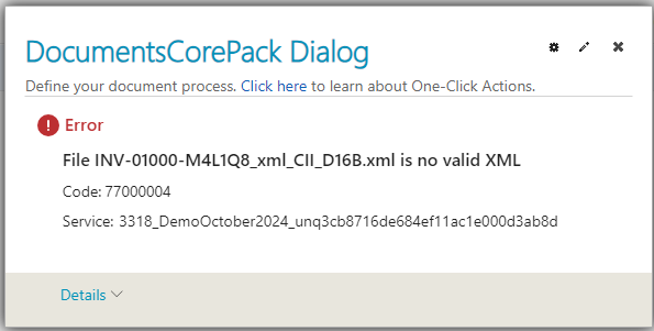 error message xml