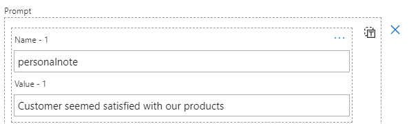 An example text field entered under Prompt