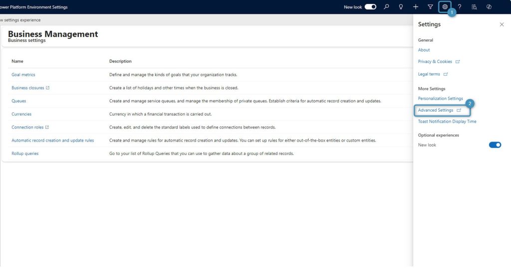 Navigate to Settings > Advanced Settings