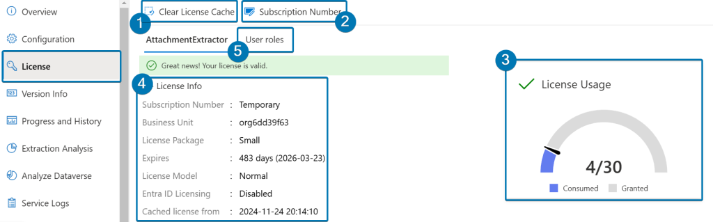 An overview of the license tab