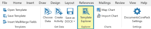 The Template Explorer button in the Word Ribbon 
