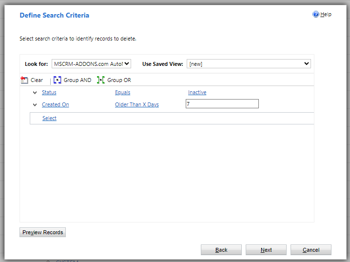 The configuration for our AutoMergeWorkingItem bulk deletion job