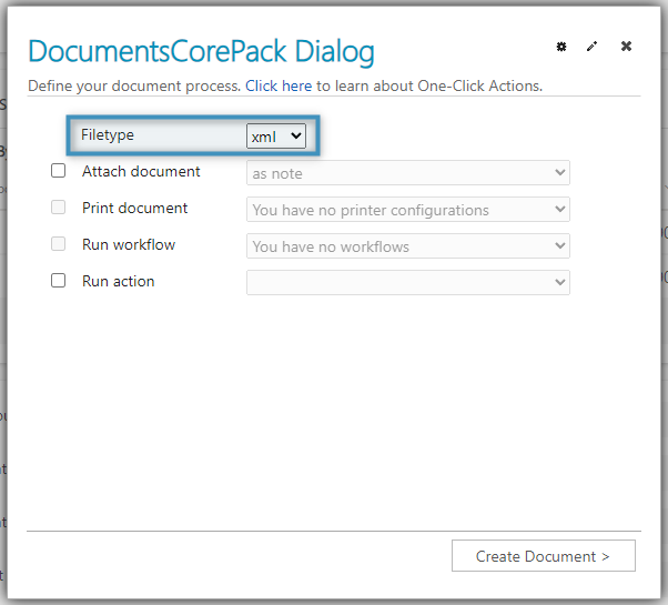 Selecting XML from the file type dropdown