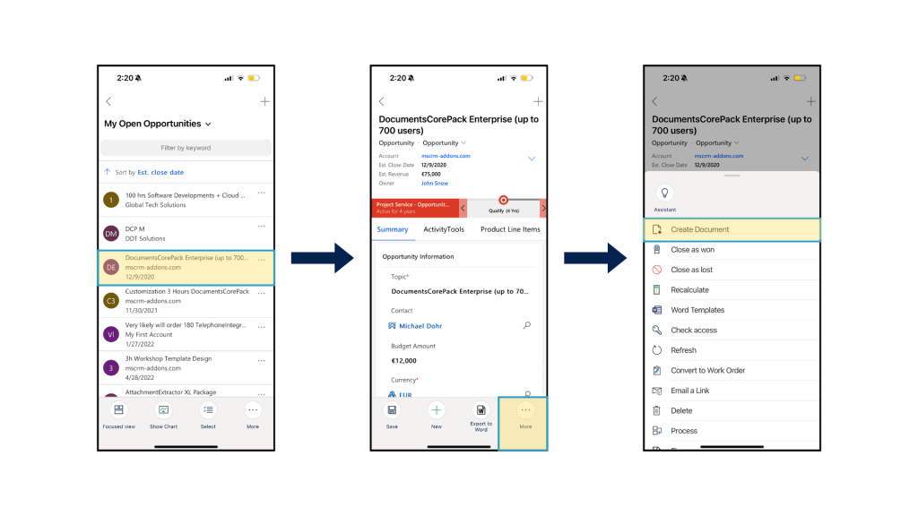 Select the create document button