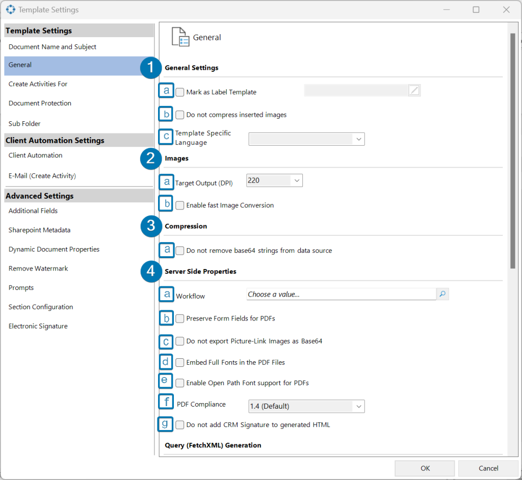 The DocumentsCorePack General Settings (1-4)