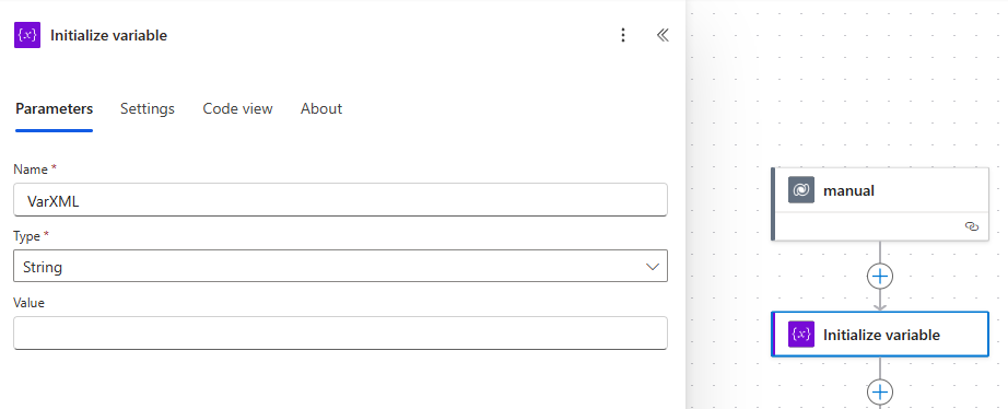 Define the variable that holds the XML definition of the package