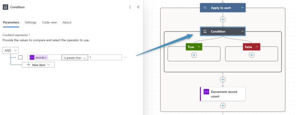 Our loop structure. Note the condition and record variable decrement step.