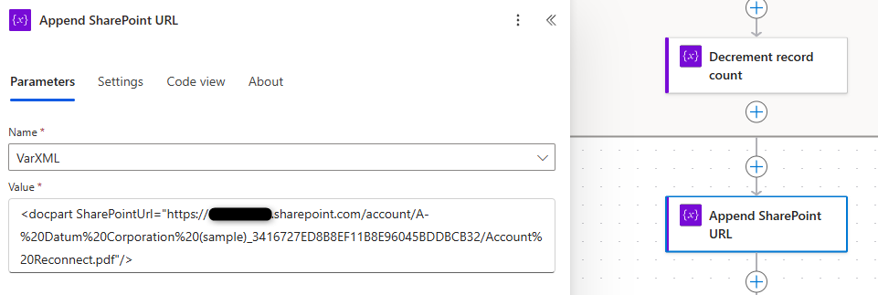 The XML for our SharePoint docpart