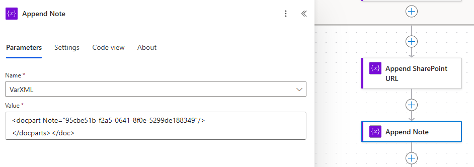 The XML for our Note docpart