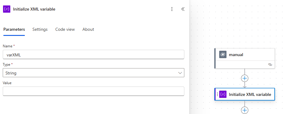 Initializing our XML variable
