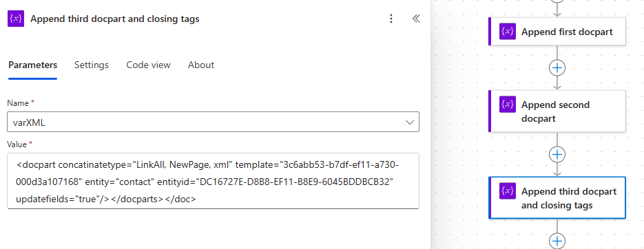 Appending our third and final docpart