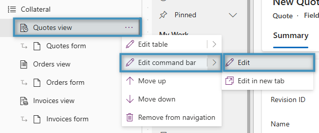 Editing our command bar
