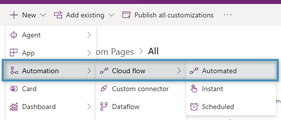 Figure 13: Creating an automated flow
