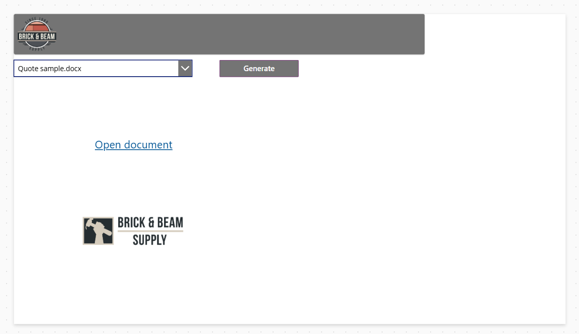 Our app's design. Note the dropdown and generate button near the top.
