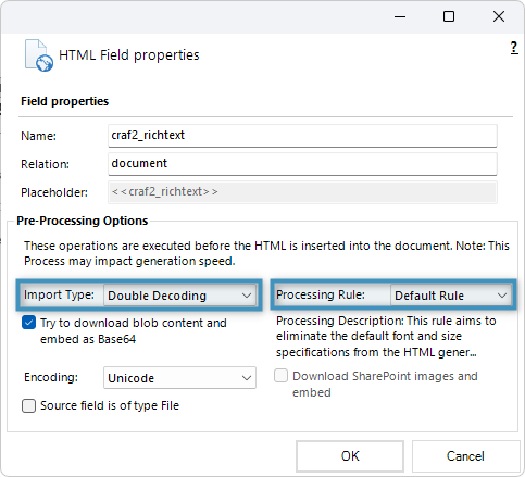 Applying double decoding and our default processing rule