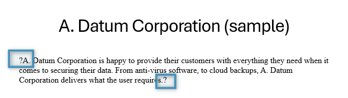 Question marks placed where there should be quotation marks