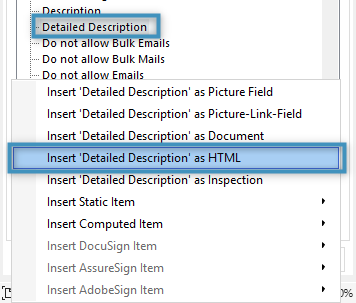 Inserting our field as HTML