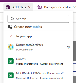 The tables required for our app