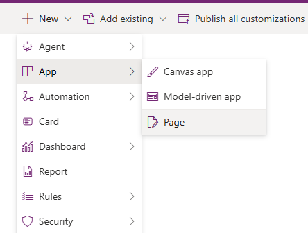 Creating a new custom page