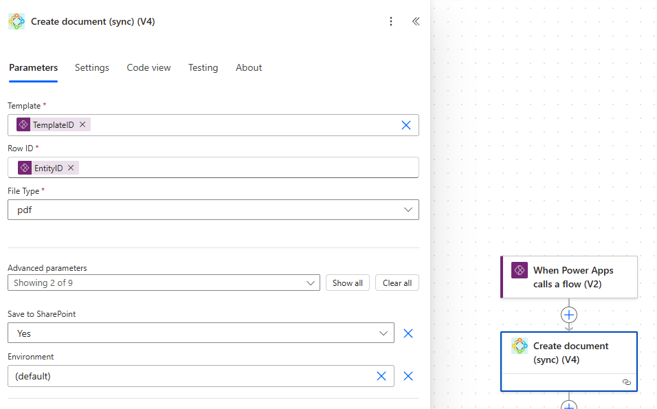 Our Create document step