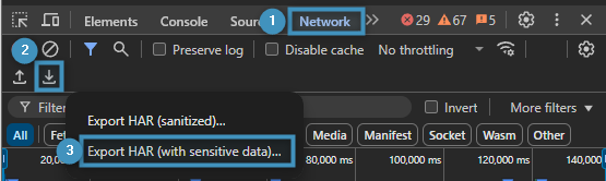 Downloading the HAR file (Chrome)