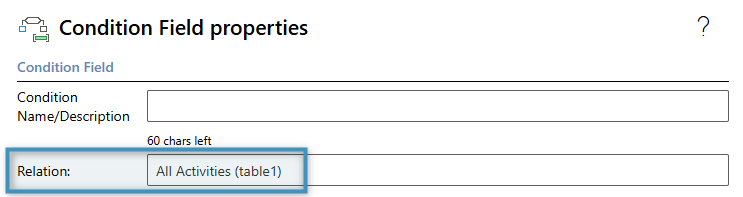 The relation field, currently set to a relationship