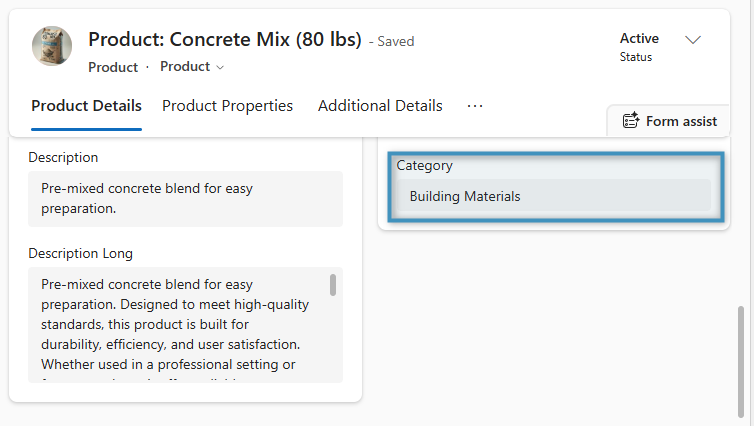 The category we'll be using for our products