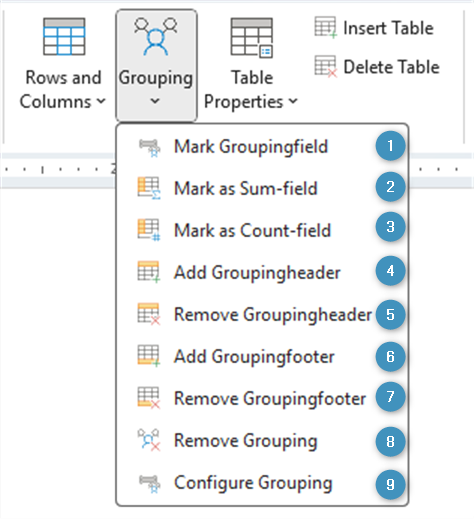 The Grouping button