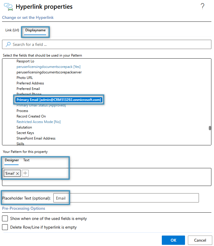 Configuring the Displayname