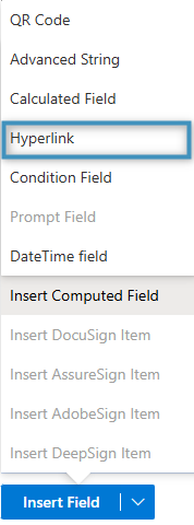Inserting a Hyperlink field
