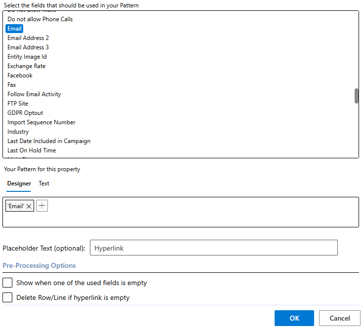 Configuring the Hyperlink