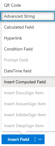 Inserting an Advanced String field